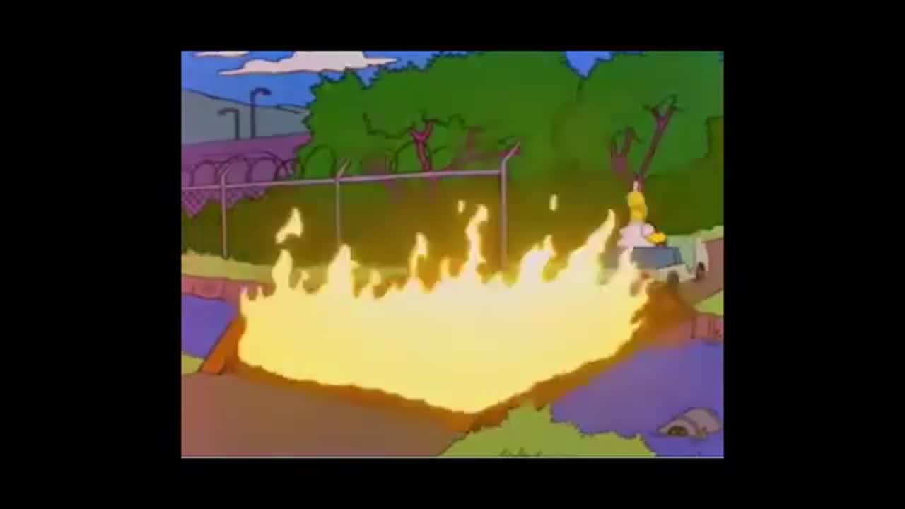 The Simpsons Homer Burning Bridge