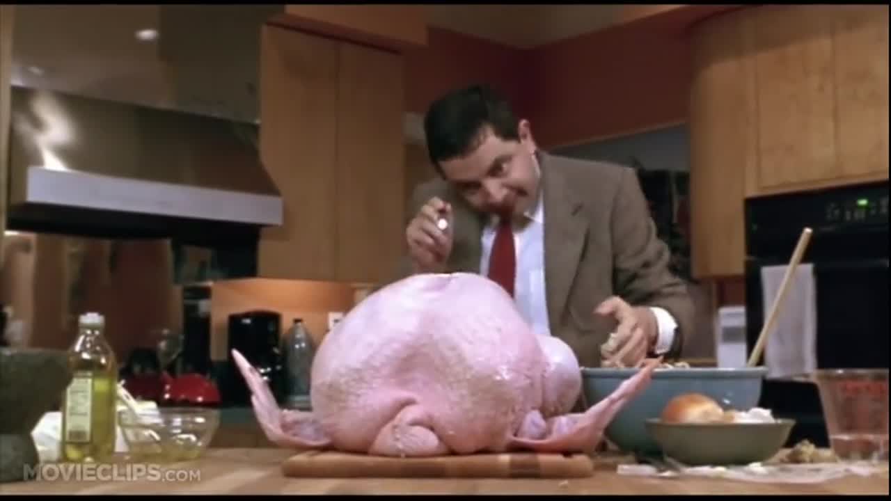 Mr. Bean Inspecting the Turkey Mr. Bean Inspecting the Turkey