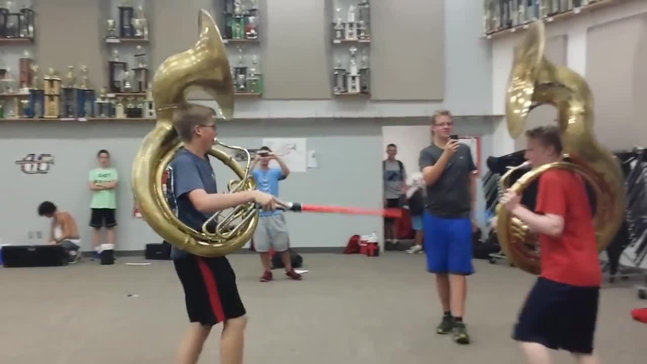 EvanGG Productions Sousaphone Lightsaber battle Perfect Meme Video Clip